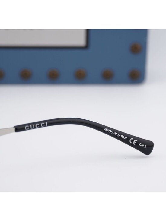Gucci GG1854S 002 Oval Sunglasses – Silver / Grey main image 9